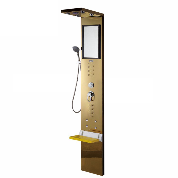 Penne Gold Finish Shower Panel System With Rainfall Shower And Body Massage Jet